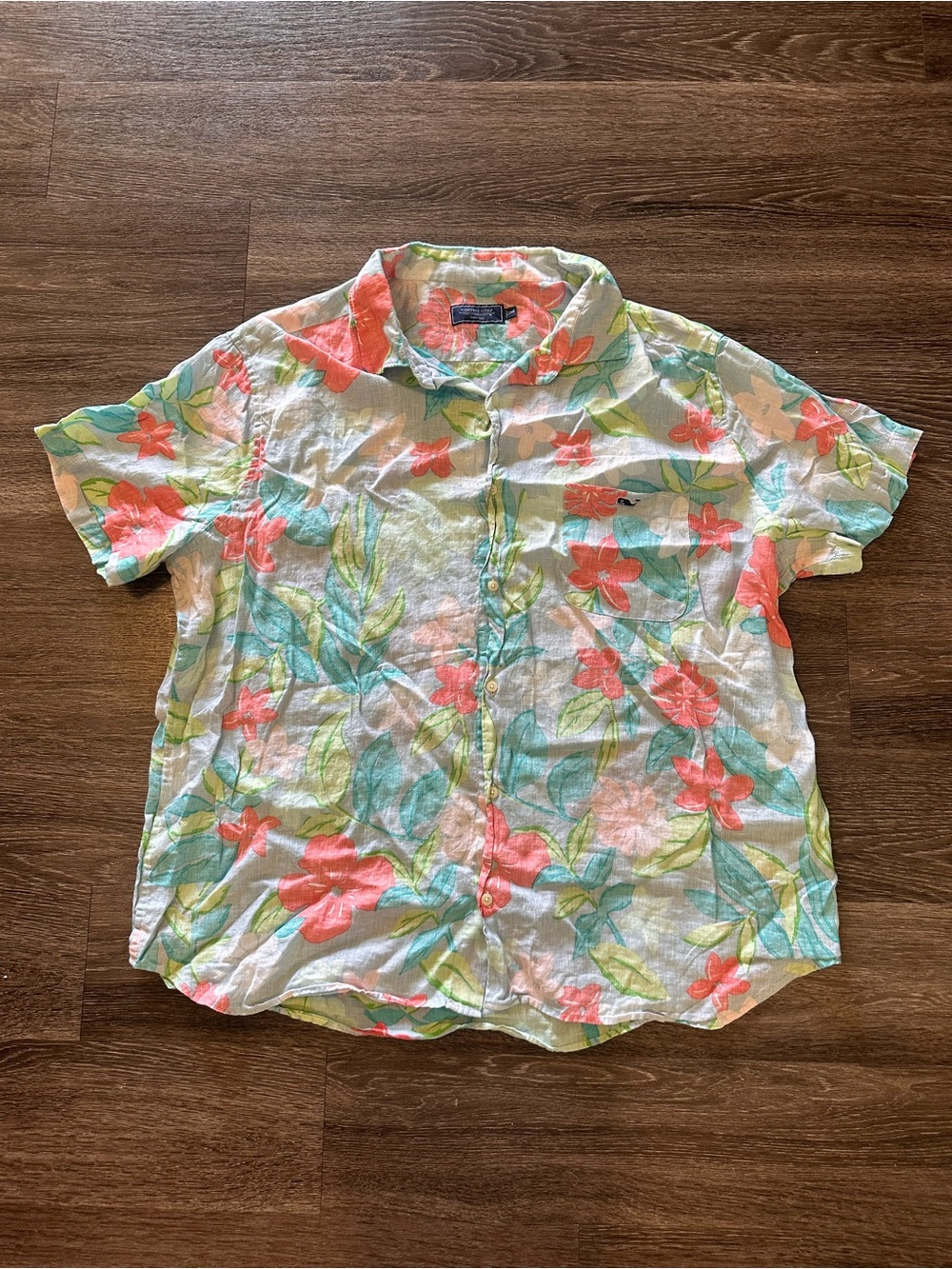 Vineyard Vines Multicolor Floral Linen Short Sleeve Button-Up 2XB Men’s hawaii
